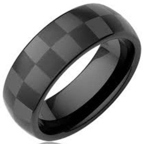 *COI Black Tungsten Carbide Checkered Flag Ring-TG995