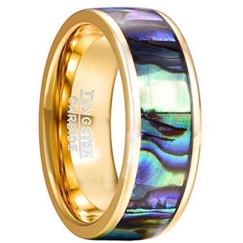 COI Gold Tone Tungsten Carbide Abalone Shell Ring - TG2191CC