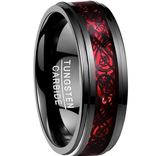 COI Black Tungsten Carbide Dragon Step Edges Ring - TG2214