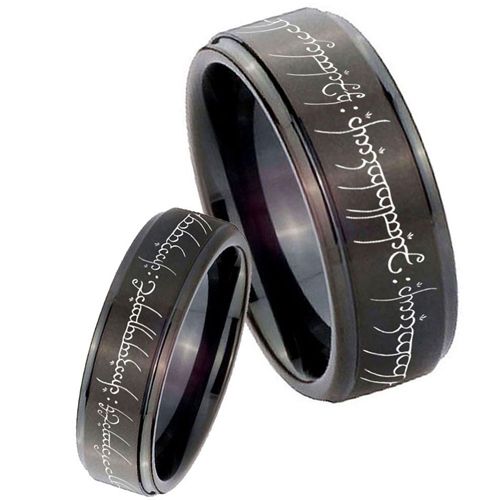 **COI Black Titanium Lord of Rings Ring Power Step Edges Band - JT3394A