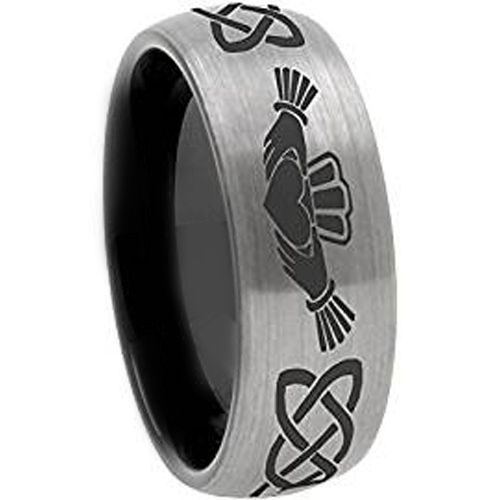 COI Tungsten Carbide Black Silver Mo Anam Cara Ring - TG3571BBB