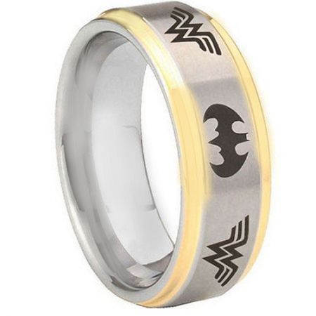 **COI Tungsten Carbide Bat Man & Wonder Women Ring - TG4359