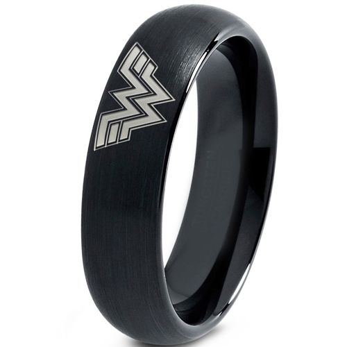 **COI Black Tungsten Carbide Wonder Women Dome Court Ring-TG3681