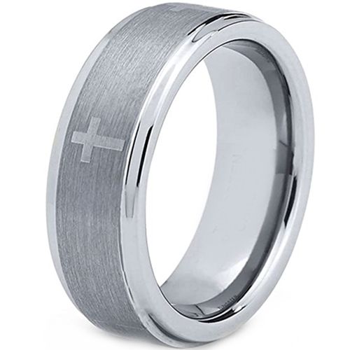 *COI Titanium Cross Step Edges Ring-JT5041