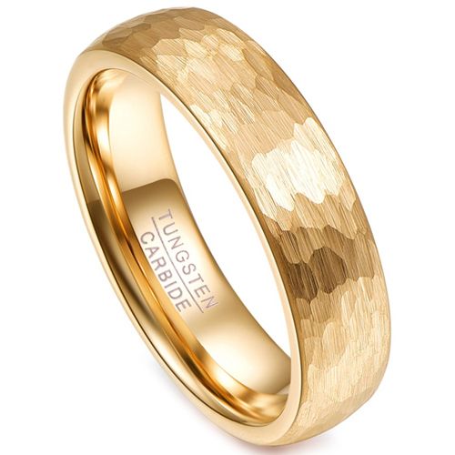 COI Gold Tone Tungsten Carbide Hammered Dome Court Ring-TG4252AA