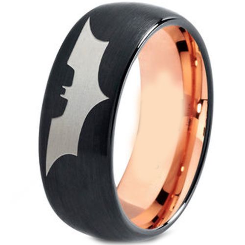 **COI Tungsten Carbide Black Rose Bat Man Dome Ring - 4477