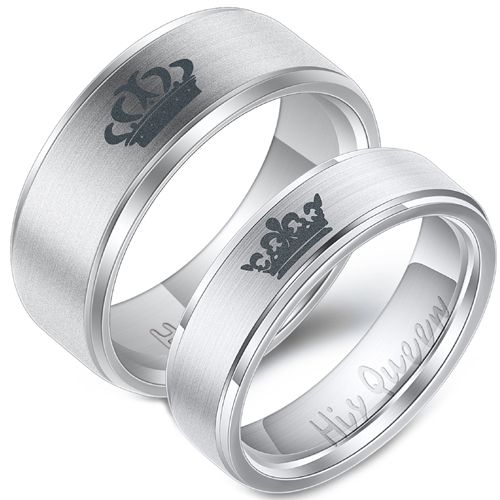 *COI Titanium King Queen Crown Step Edges Ring - JT3800