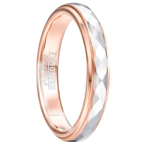 COI Tungsten Carbide Rose Silver Faceted Ring-TG5032