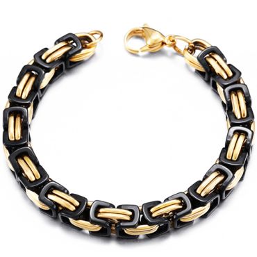 ***COI Titanium Black Gold Tone Bracelet With Steel Clasp(Length: 8.66 inches)-00071A