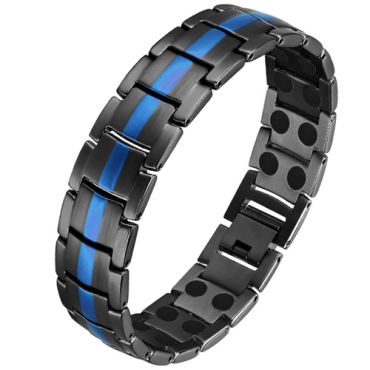 ***COI Titanium Black Blue Bracelet With Steel Clasp(Length: 8.27 inches)-00098A