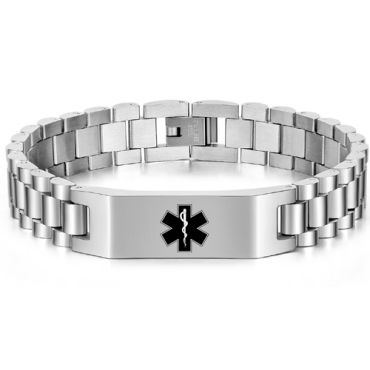 ***COI Titanium Medical Alert Bracelet With Steel Clasp(Length: 8.27 inches)-00124A