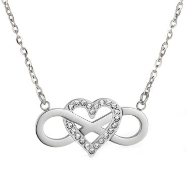 ***COI Titanium Gold Tone/Silver Infinity Heart Cubic Zirconia Necklace(Length:19.68 inches)-00252A