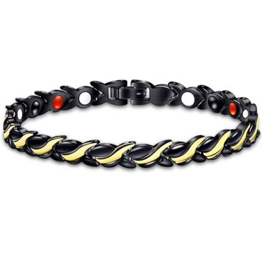 ***COI Titanium Black Gold Tone Bracelet With Steel Clasp(Length: 8.27 inches)-00265A