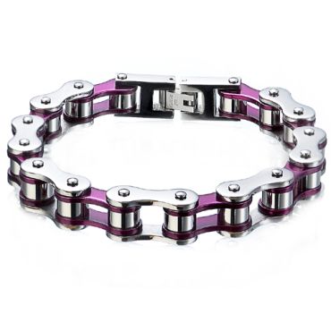 ***COI Titanium Purple Silver Bracelet With Steel Clasp(Length: 8.46 inches)-00277A
