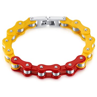 ***COI Titanium Red & Yellow Ceramic Bracelet With Steel Clasp(Length: 8.46 inches)-00280A