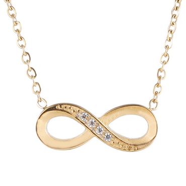 ***COI Titanium Gold Tone/Silver Infinity Necklace With Cubic Zirconia(Length: 19.6 inches)-00293A