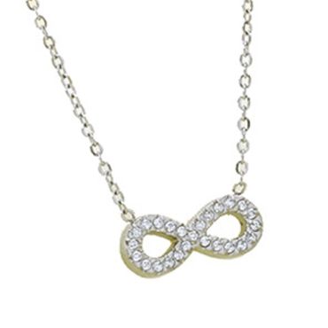 ***COI Titanium Gold Tone/Silver Infinity Necklace With Cubic Zirconia(Length:19.68 inches)-00294A