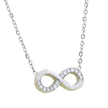 ***COI Titanium Gold Tone/Silver Infinity Necklace With Cubic Zirconia(Length:19.68 inches)-00295A