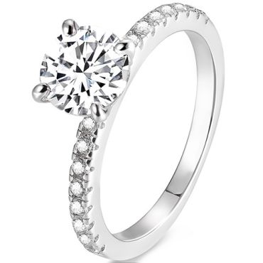 ***COI Sterling Silver 925 Solitaire Ring With Cubic Zirconia-00345A