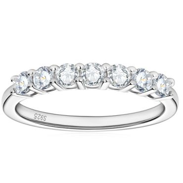 ***COI Sterling Silver 925 Seven Stones Ring With Moissanite-00369A