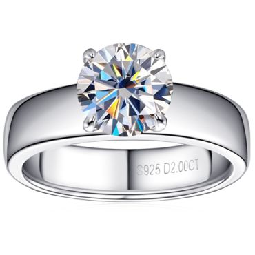 ***COI Sterling Silver 925 Solitaire Ring With Moissanite-00371A
