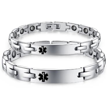 ***COI Titanium Medical Alert Bracelet With Steel Clasp(Length: 7.87 inches)-00395A