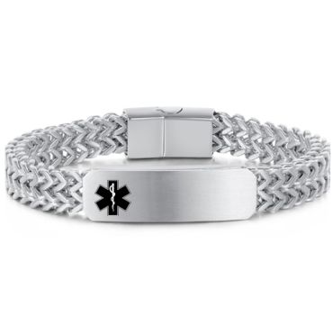 ***COI Titanium Black/Gold Tone/Silver Medical Alert Bracelet With Steel Clasp(Length: 8.66 inches)-00397A