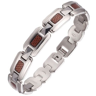 ***COI Tungsten Carbide Carbon Fiber Bracelet With Steel Clasp(Length: 8.27 inches)-00408A