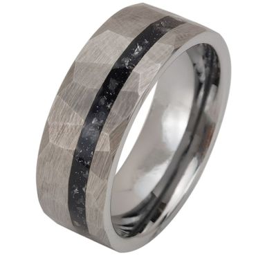 ***COI Tungsten Carbide Meteorite & Hammered Ring-00438A