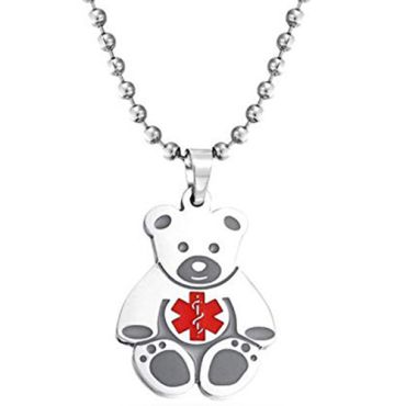 ***COI Titanium Medical Alert Bear Pendant-00452A