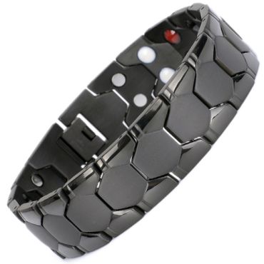 ***COI Titanium Black/Gold Tone/Silver Bracelet With Steel Clasp(Length: 8.27 inches)-00501A