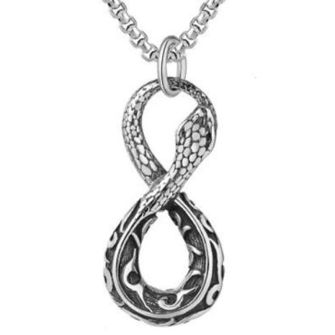 ***COI Titanium Black Silver Infinity Snake Pendant-00630A