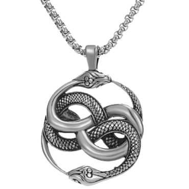 ***COI Titanium Black Silver Infinity Snake Pendant-00677A