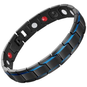 ***COI Titanium Black Blue Bracelet With Steel Clasp(Length: 8.85 inches)-00686A