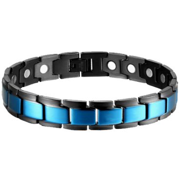 ***COI Titanium Black Blue Bracelet With Steel Clasp(Length: 8.46 inches)-00688A