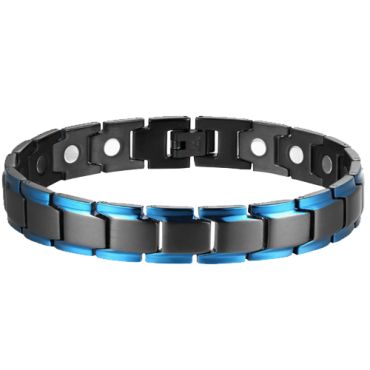 ***COI Titanium Black Blue Bracelet With Steel Clasp(Length: 8.46 inches)-00690A