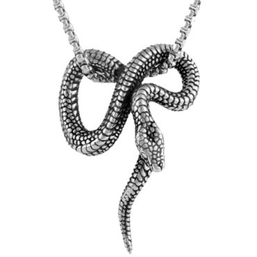 ***COI Titanium Black Silver Infinity Snake Pendant-00694A