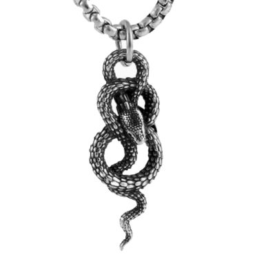 ***COI Titanium Black Silver Infinity Snake Pendant-00696A