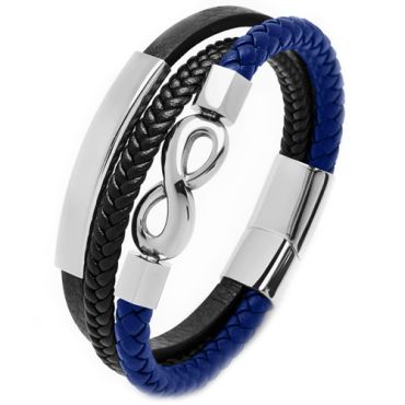 ***COI Titanium Infinity Genuine Leather Bracelet With Steel Clasp(Length: 8.86 inches)-00699A