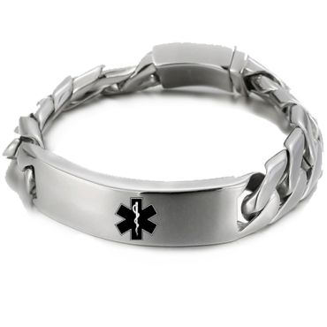 ***COI Titanium Gold Tone/Silver Medical Alert Bracelet With Steel Clasp(Length: 8.66 inches)-00758A