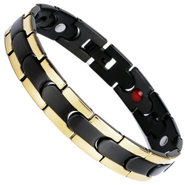 ***COI Titanium Black Gold Tone Bracelet With Steel Clasp(Length: 8.27 inches)-00761A