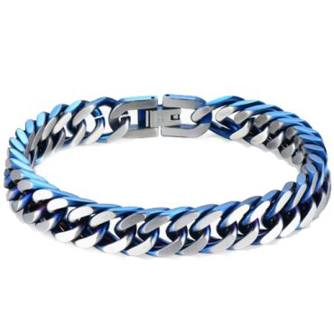 ***COI Titanium Blue Silver Bracelet With Steel Clasp(Length: 8.66 inches)-00840A