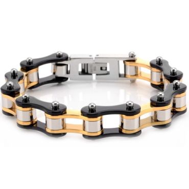 ***COI Titanium Black Gold Tone Bracelet With Steel Clasp(Length: 8.27 inches)-00875A