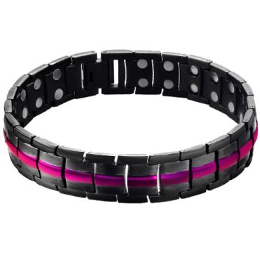 ***COI Titanium Black Purple Bracelet With Steel Clasp(Length: 8.27 inches)-00916AA