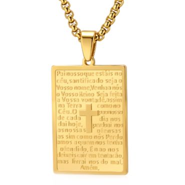 ***COI Titanium Black/Gold Tone/Silver Cross Prayer Pendant-00961A