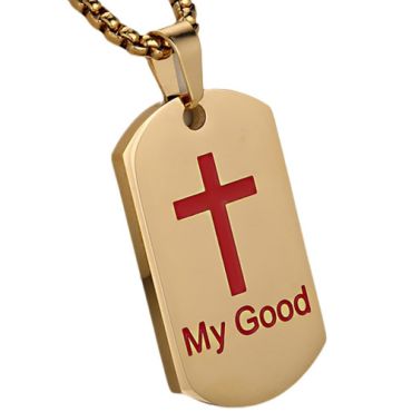 ***COI Titanium Black/Gold Tone/Silver Red Cross Pendant-00992A