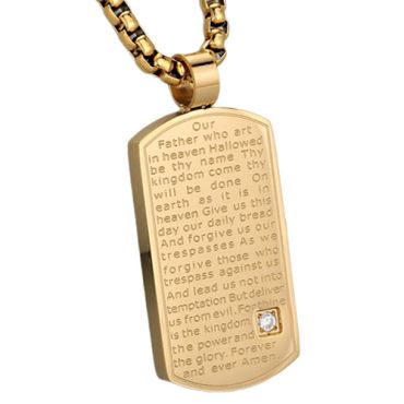 ***COI Titanium Black/Gold Tone/Silver Cross Prayer Pendant With Cubic Zirconia-00993A