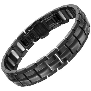 ***COI Titanium Black/Silver Bracelet With Steel Clasp(Length: 8.86 inches)-00997A