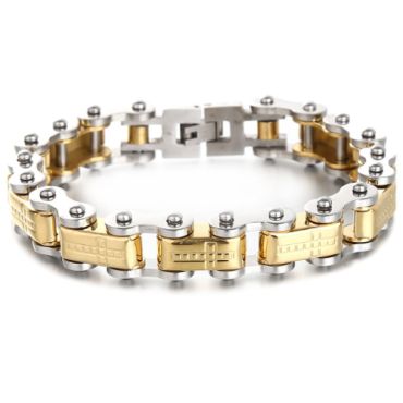 ***COI Titanium Gold Tone Silver Cross Bracelet With Steel Clasp(Length: 9.06 inches)-01063A