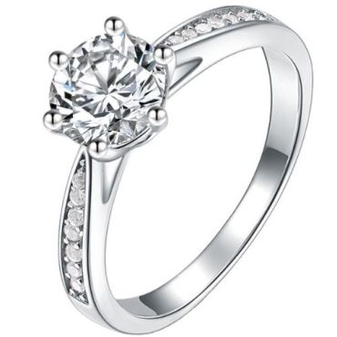 ***COI Sterling Silver 925 Solitaire Ring With Moissanite-01090A
